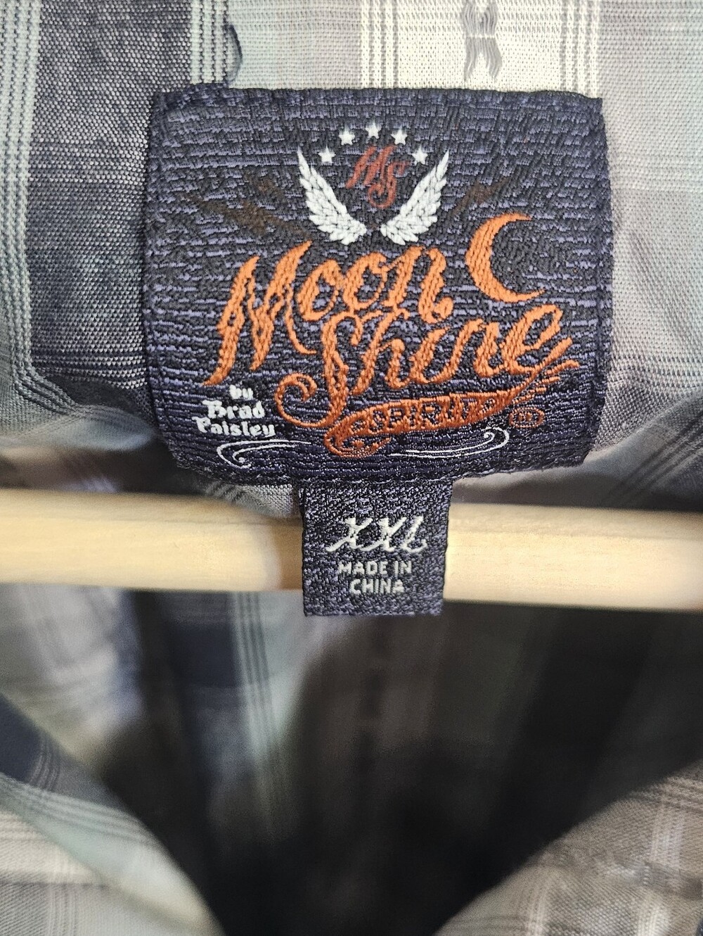 Moonshine Spirit by Brad Paisley Men's XXL Pearl Snap Western Plaid Shirt Sage - Picture 2 of 4